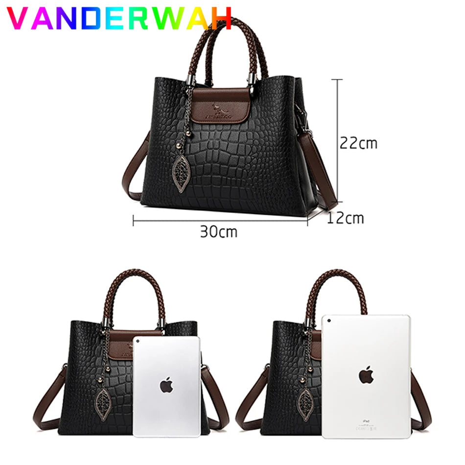 Sac Croisé Cuir Véritable Motif Alligator 3 Poches – CLEVI Paris