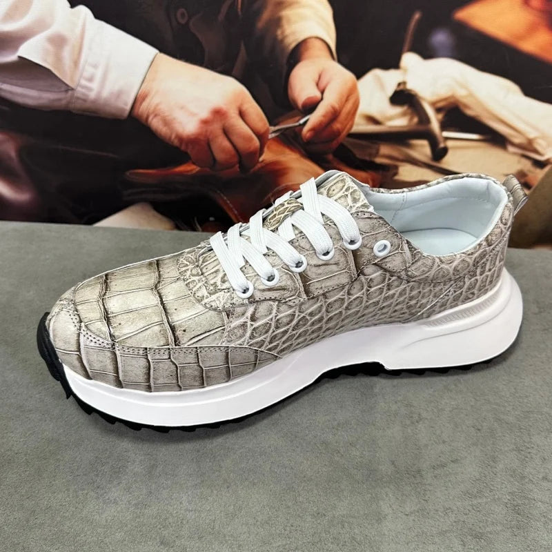 Sneakers basses homme grises à lacets – CLEVI Paris
