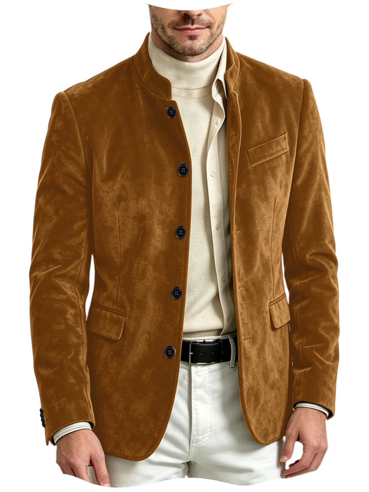 Blazer homme en velours à col montant – CLEVI Paris