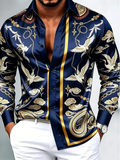 Chemise Homme Satinée Imprimée à Manches Longues – CLEVI Paris