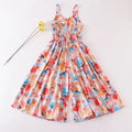 Robe longue fille imprimée à fines bretelles – CLEVI Paris