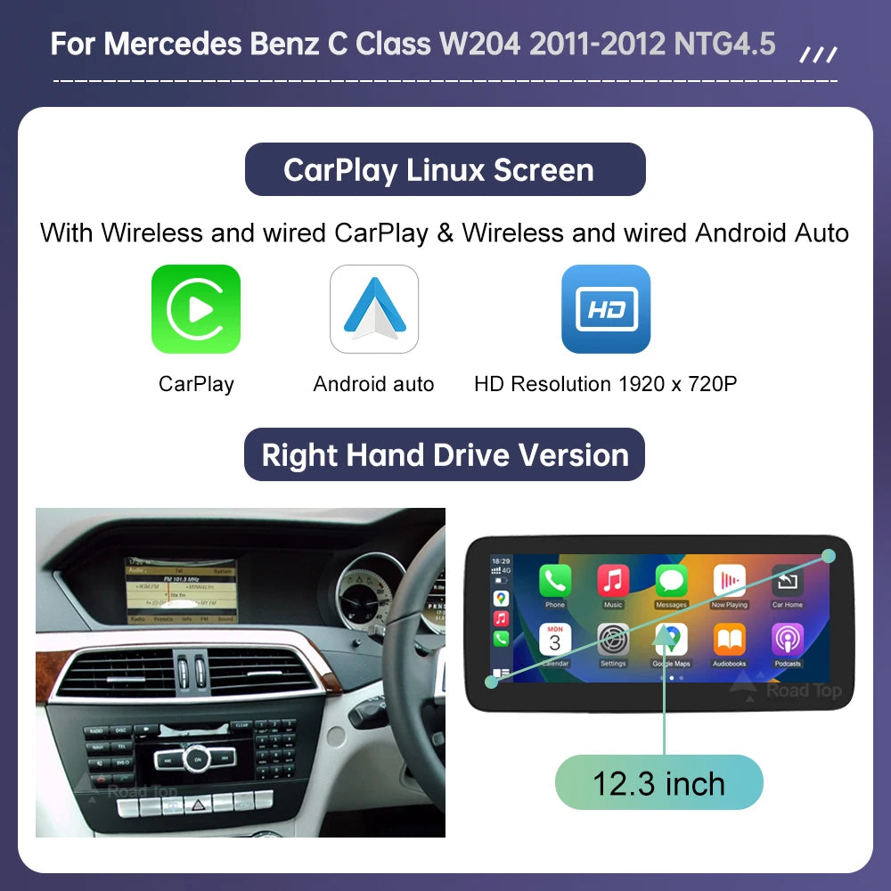 Écran CarPlay Mercedes W204 NTG4.5 – CLEVI Paris