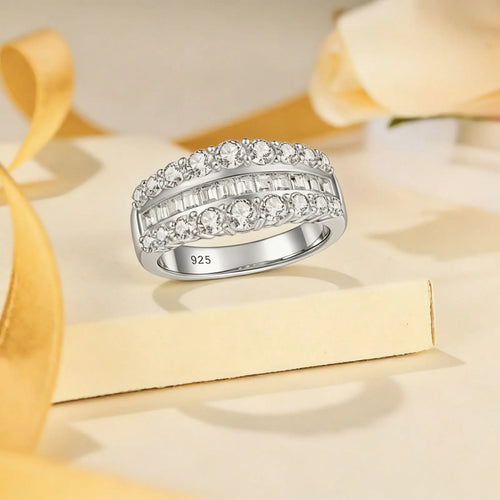 Bague Fiançailles Moissanite D Color VVS1 GRA Pavé Argent 925 – CLEVI Paris