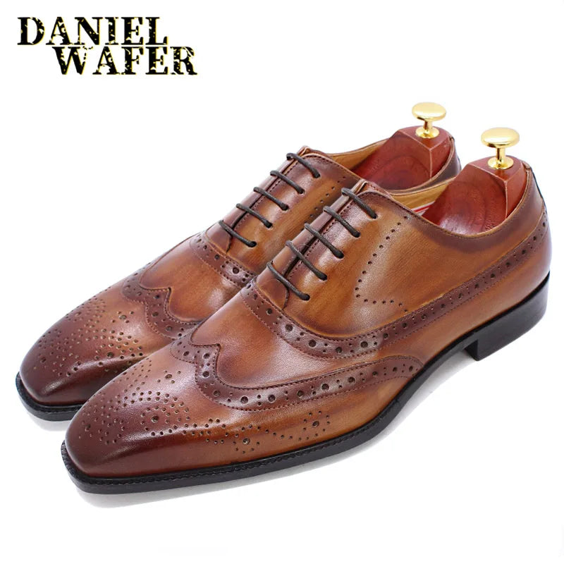 Oxford brogue homme en cuir à lacets – CLEVI Paris