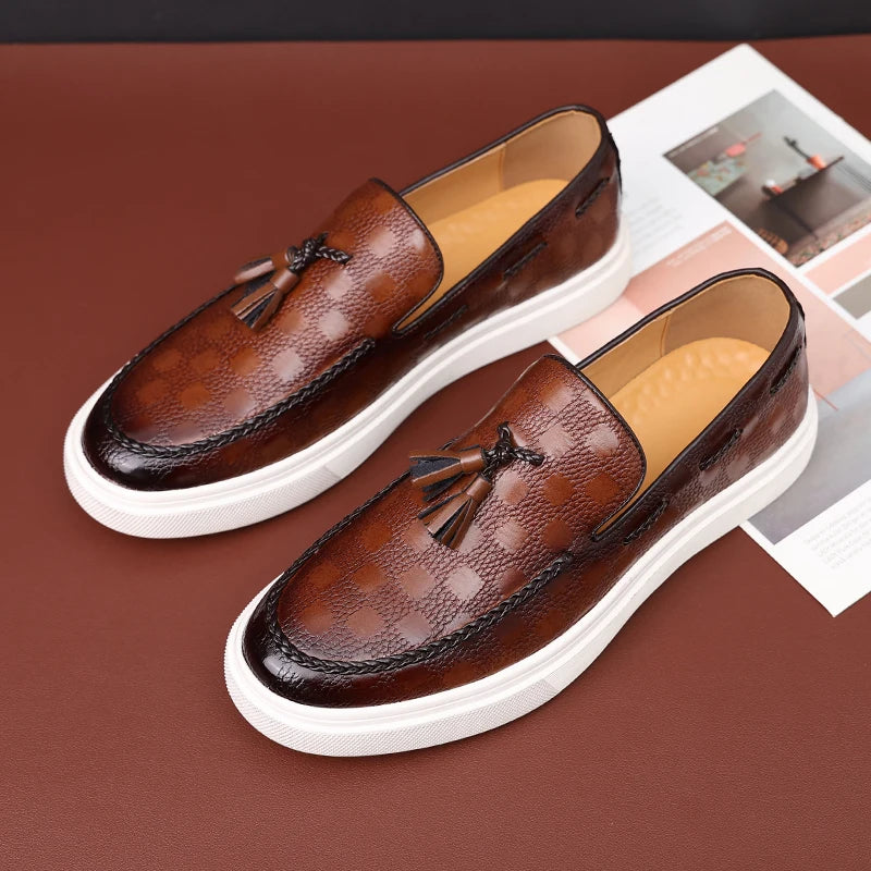Loafers Homme Cuir Embossé Tassel Slip-On – CLEVI Paris