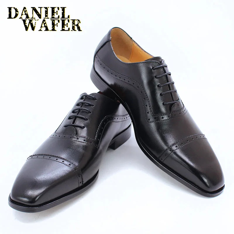 Oxford brogue homme en cuir à lacets – CLEVI Paris