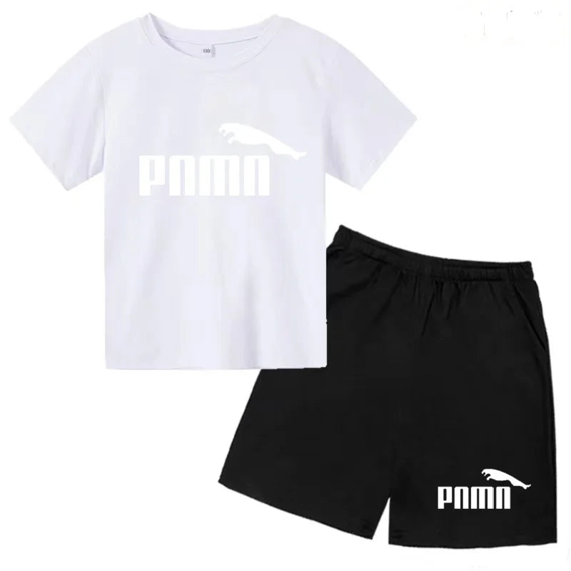 Ensemble enfant T-shirt à lettres et short uni – CLEVI Paris