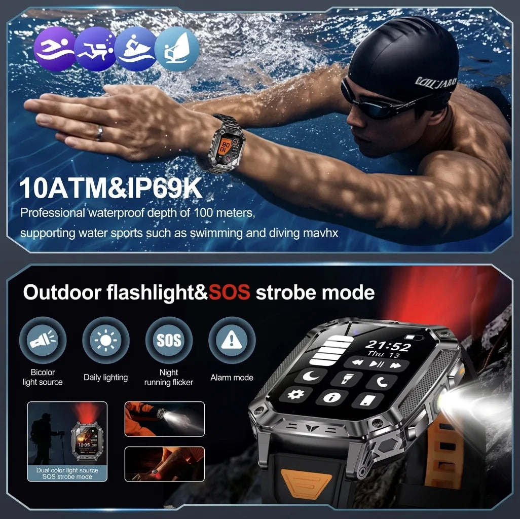 Montre AK86 AMOLED avec lampe torche – CLEVI Paris
