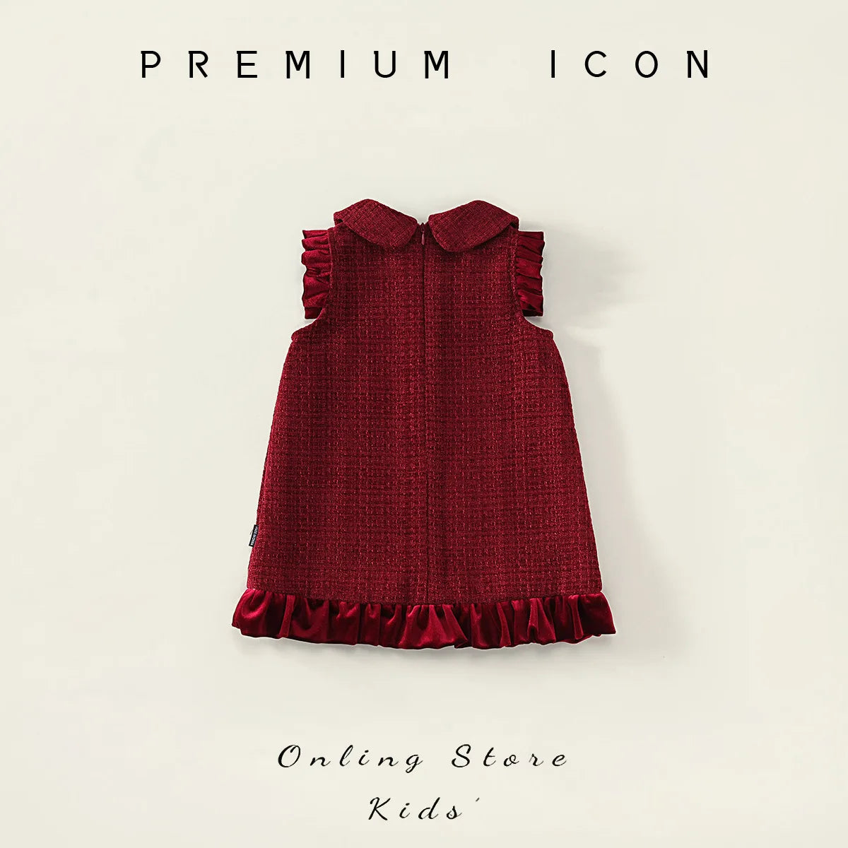 Robe fille rouge en velours à col Claudine – CLEVI Paris