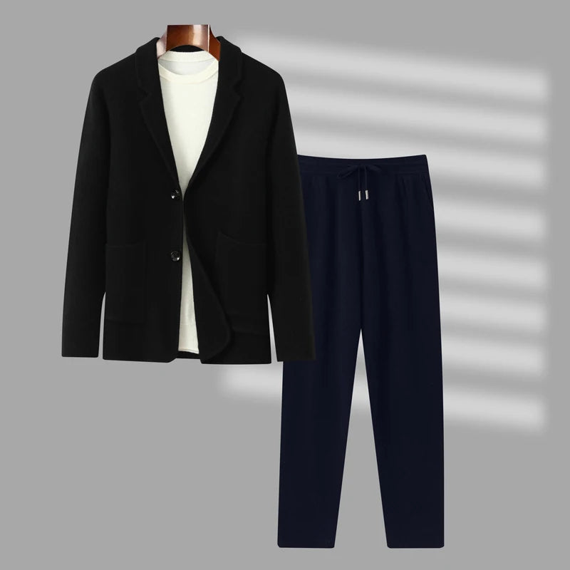 Ensemble homme cachemire cardigan à revers – CLEVI Paris