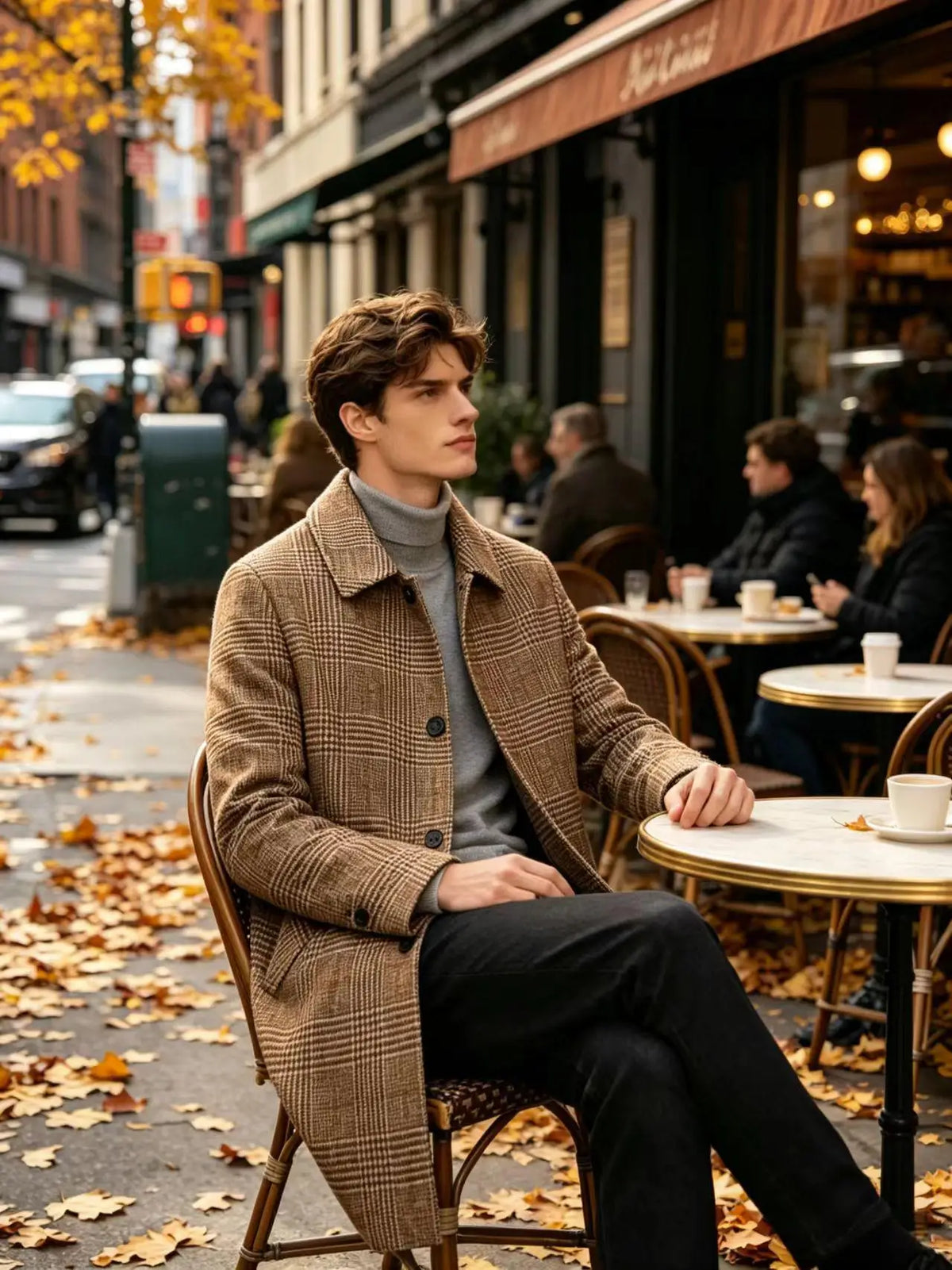 Manteau homme à carreaux en laine mélangée – CLEVI Paris