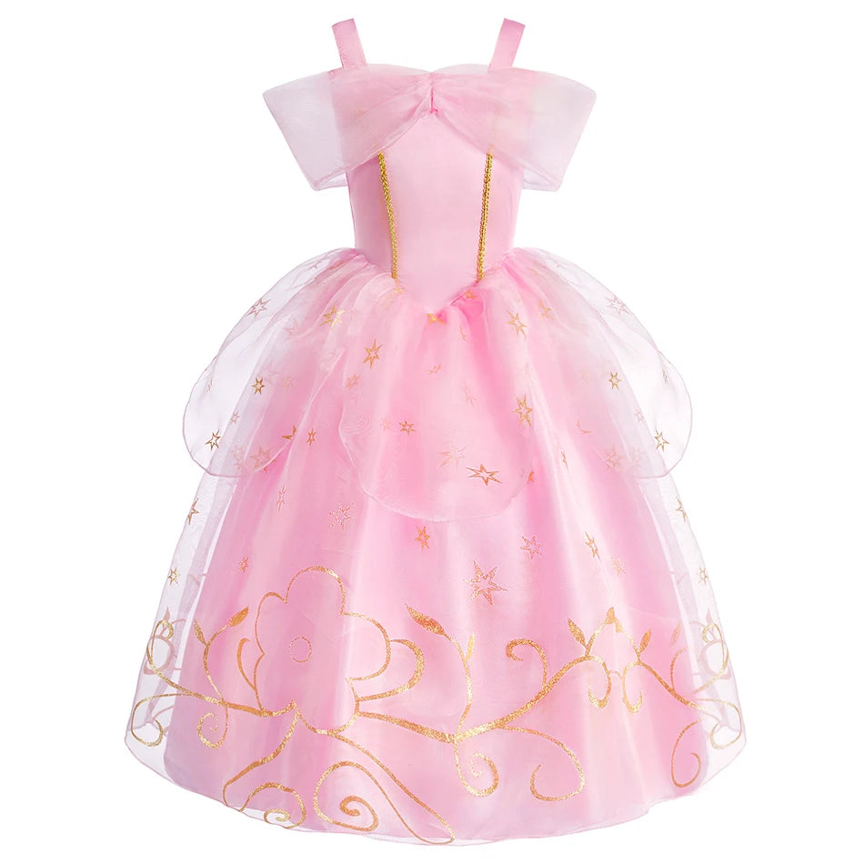 Robe princesse fille en tulle à étoiles dorées – CLEVI Paris