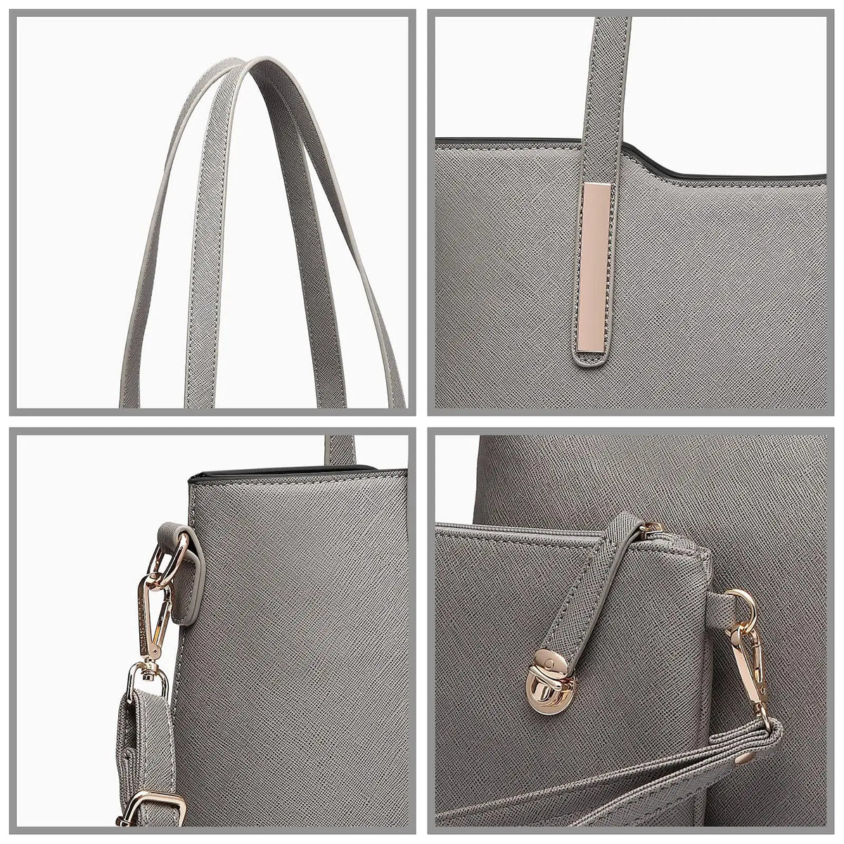 Coffret 3 Sacs Femme PU Synthétique Tote 34cm + Épaule + Pochette – CLEVI Paris