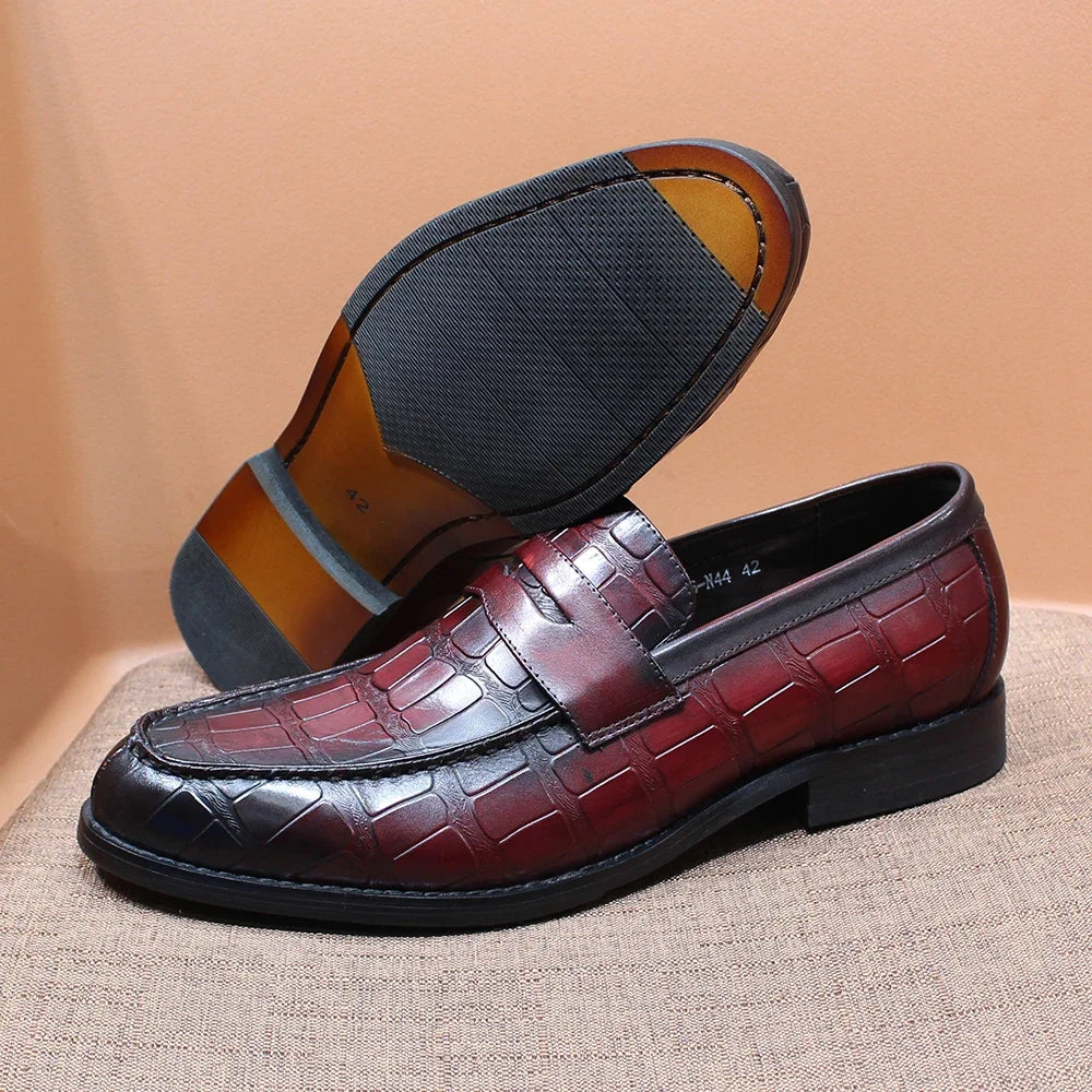 Mocassins Homme Cuir de Vache Motif Crocodile – CLEVI Paris