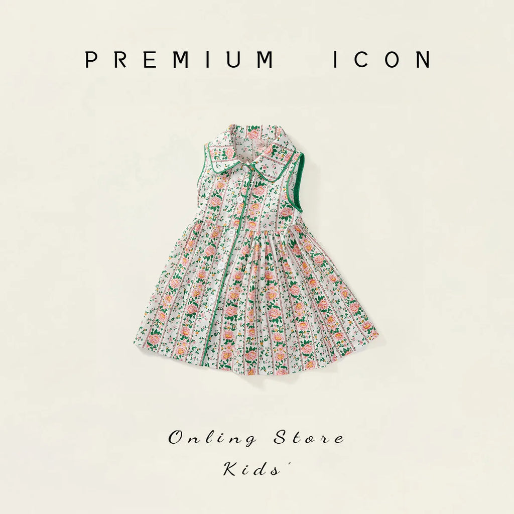 Robe fille fleurie à col rabattu – CLEVI Paris