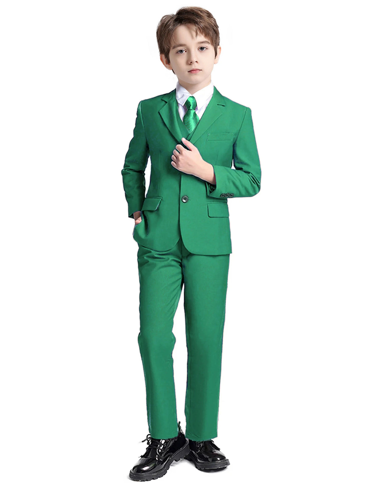 Costume 4 Pièces Garçon Mariage Cérémonie Slim Veste Gilet Pantalon Cravate 13 Coloris – CLEVI Paris