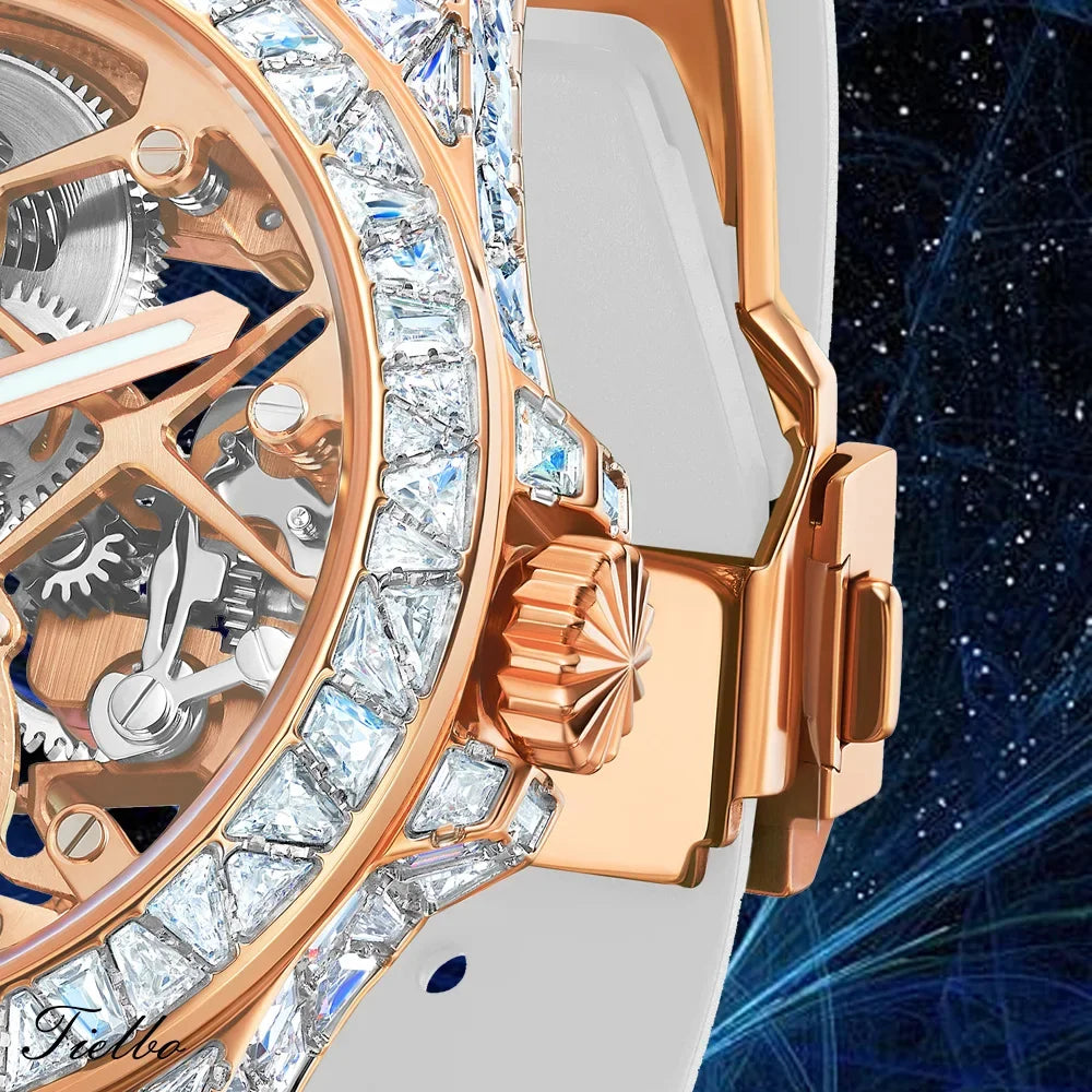 Montre Tourbillon Volant Cristaux Squelette Unisexe – CLEVI Paris