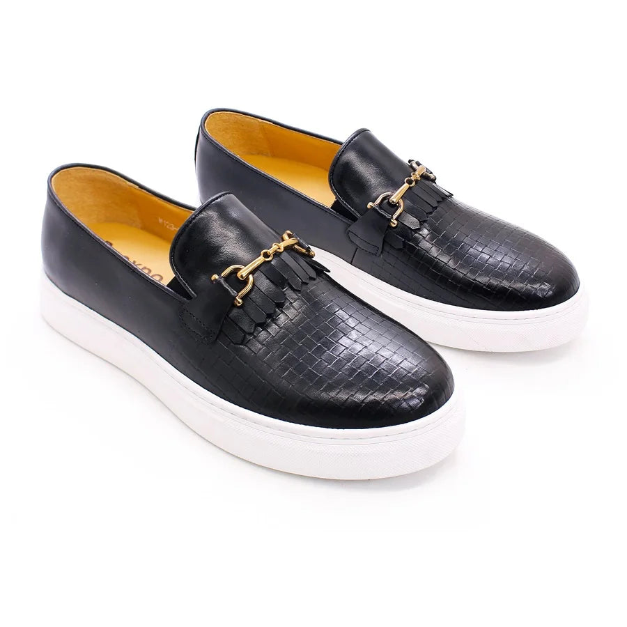 Mocassins homme en cuir motif tissé – CLEVI Paris