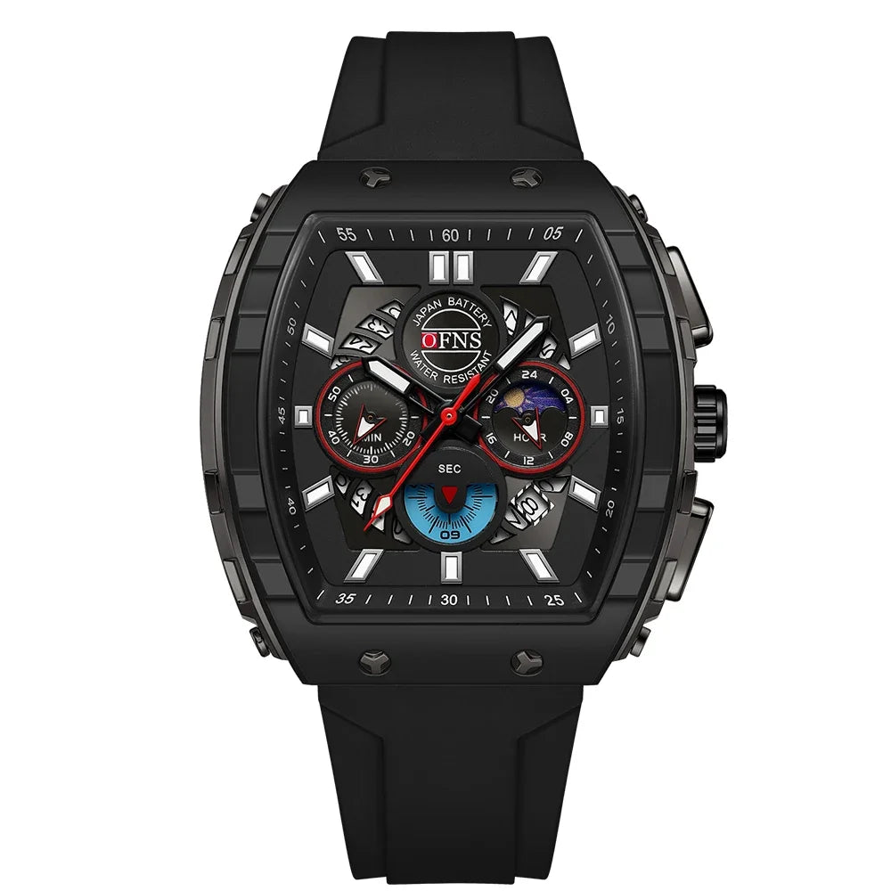 OFNS 1203 Montre Homme Quartz Chronographe Silicone Lumineux Sport – CLEVI Paris