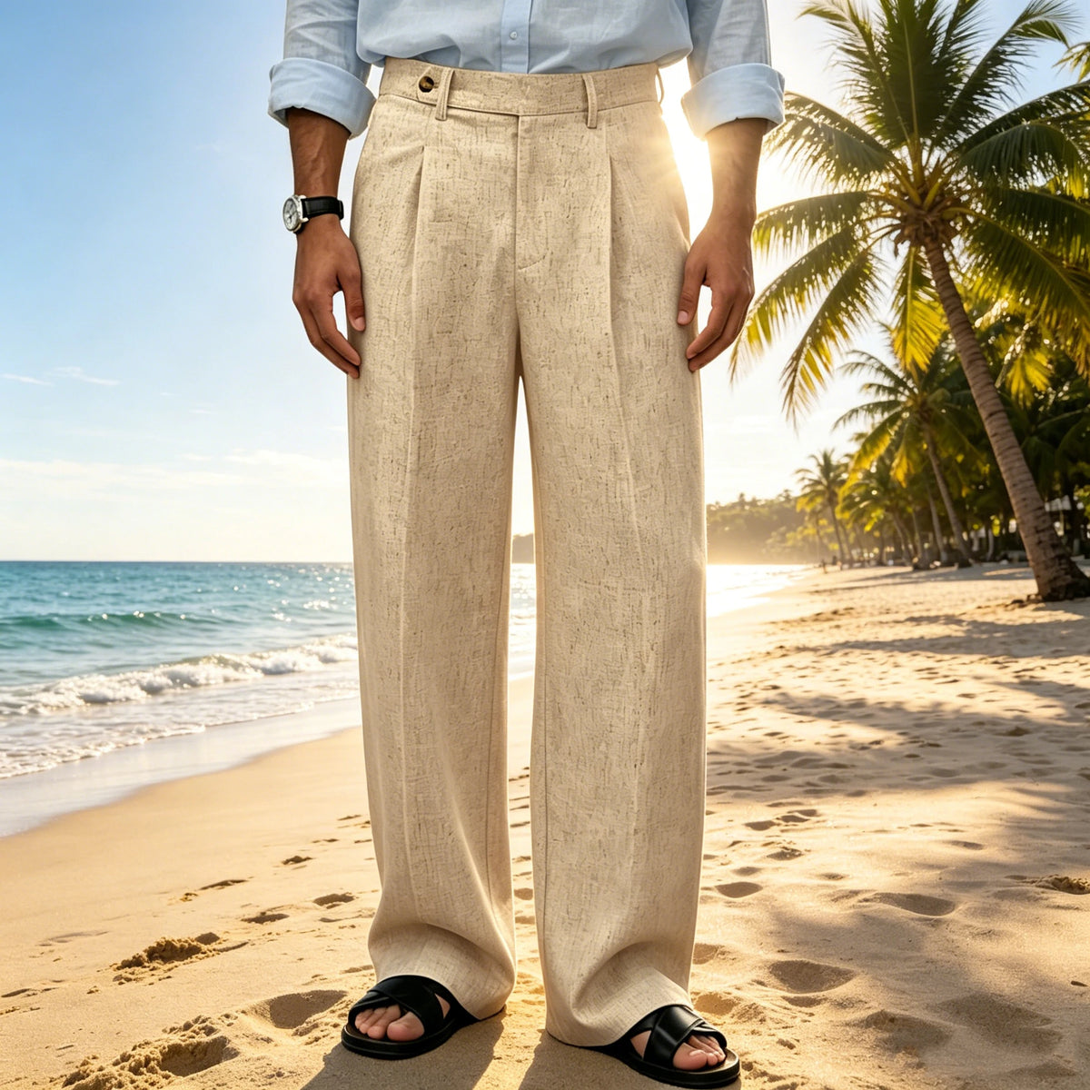 Pantalon homme en lin coupe ample – CLEVI Paris