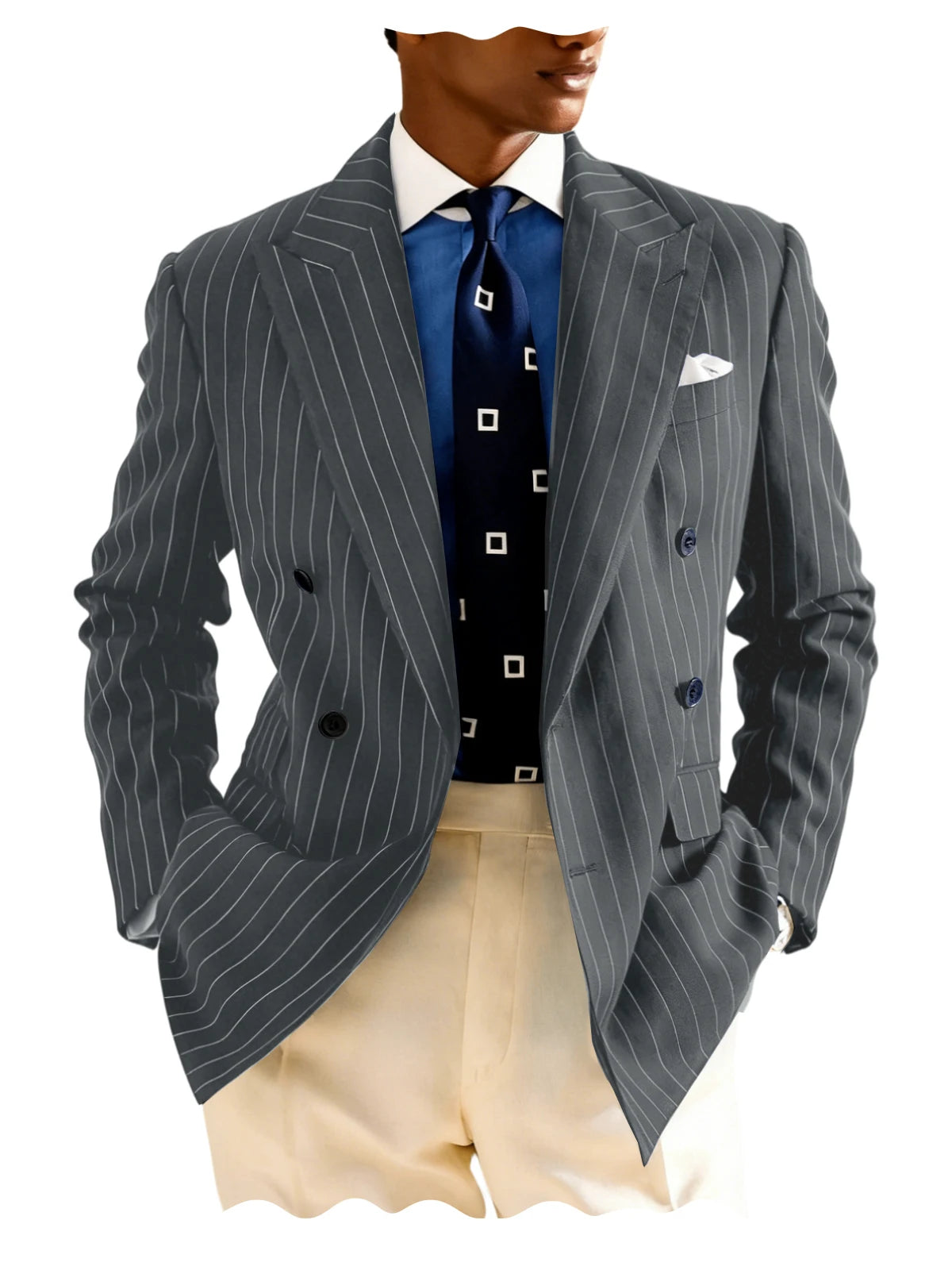 Blazer homme rayé à double boutonnage – CLEVI Paris