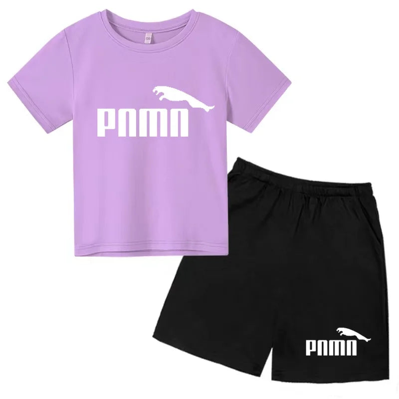 Ensemble enfant T-shirt à lettres et short uni – CLEVI Paris