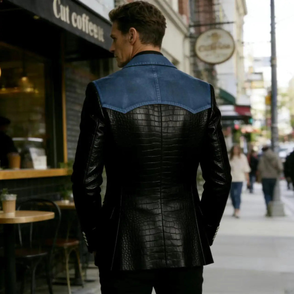 Blazer homme en cuir et polyester – CLEVI Paris
