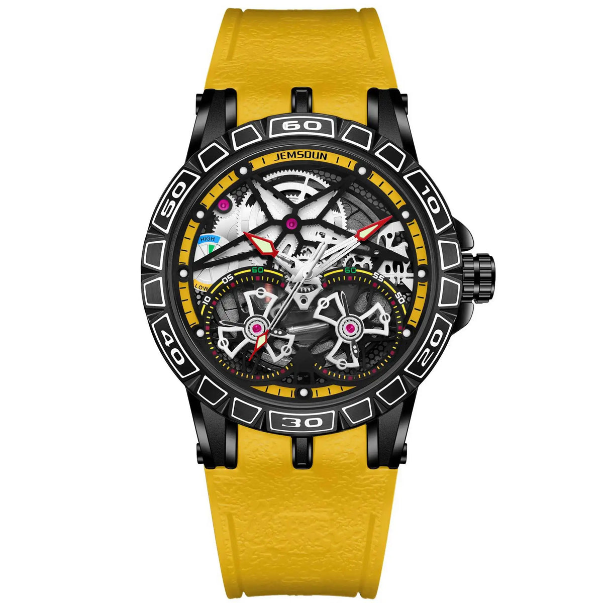 Montre Homme Mécanique Manuel Double Volant Cadran Creux Lumineux Silicone W056 – CLEVI Paris