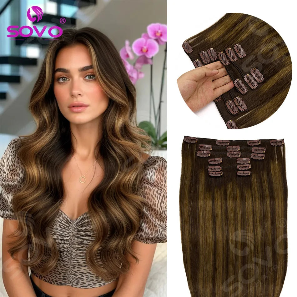 Extensions Clips Remy 7Pcs 120g Droites Femme – CLEVI Paris