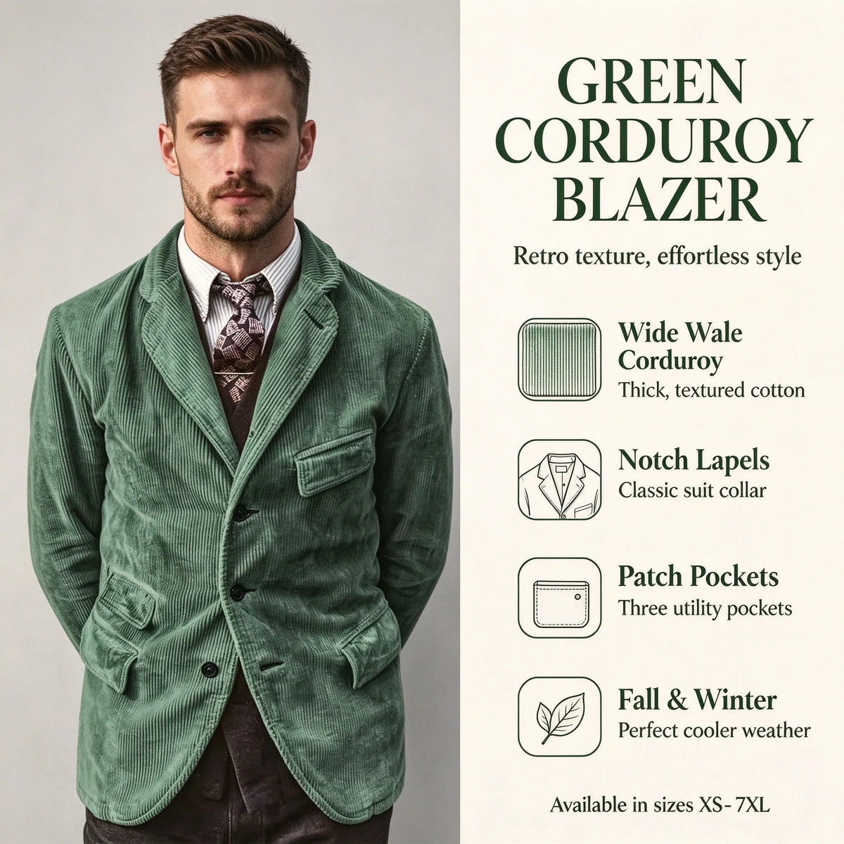 Blazer homme velours côtelé à 3 boutons – CLEVI Paris