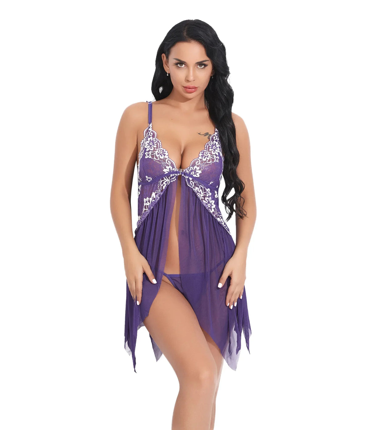 Nuisette Babydoll Dentelle Mesh Transparent Sexy Femme Lingerie de Nuit 12 Coloris S-XL – CLEVI Paris