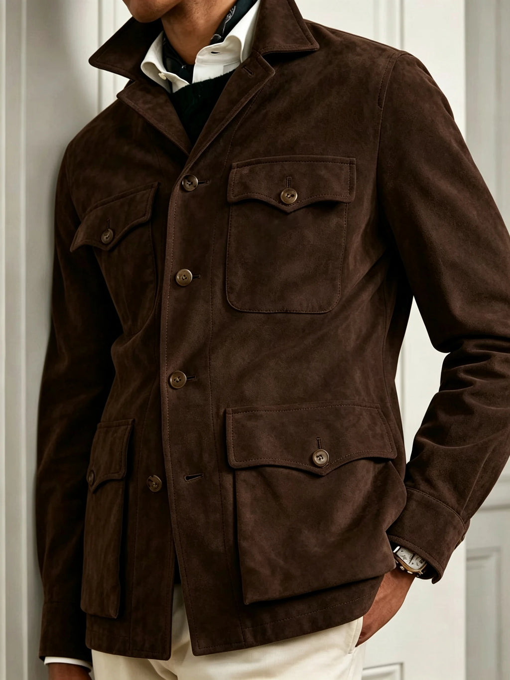 Veste safari homme en imitation daim – CLEVI Paris