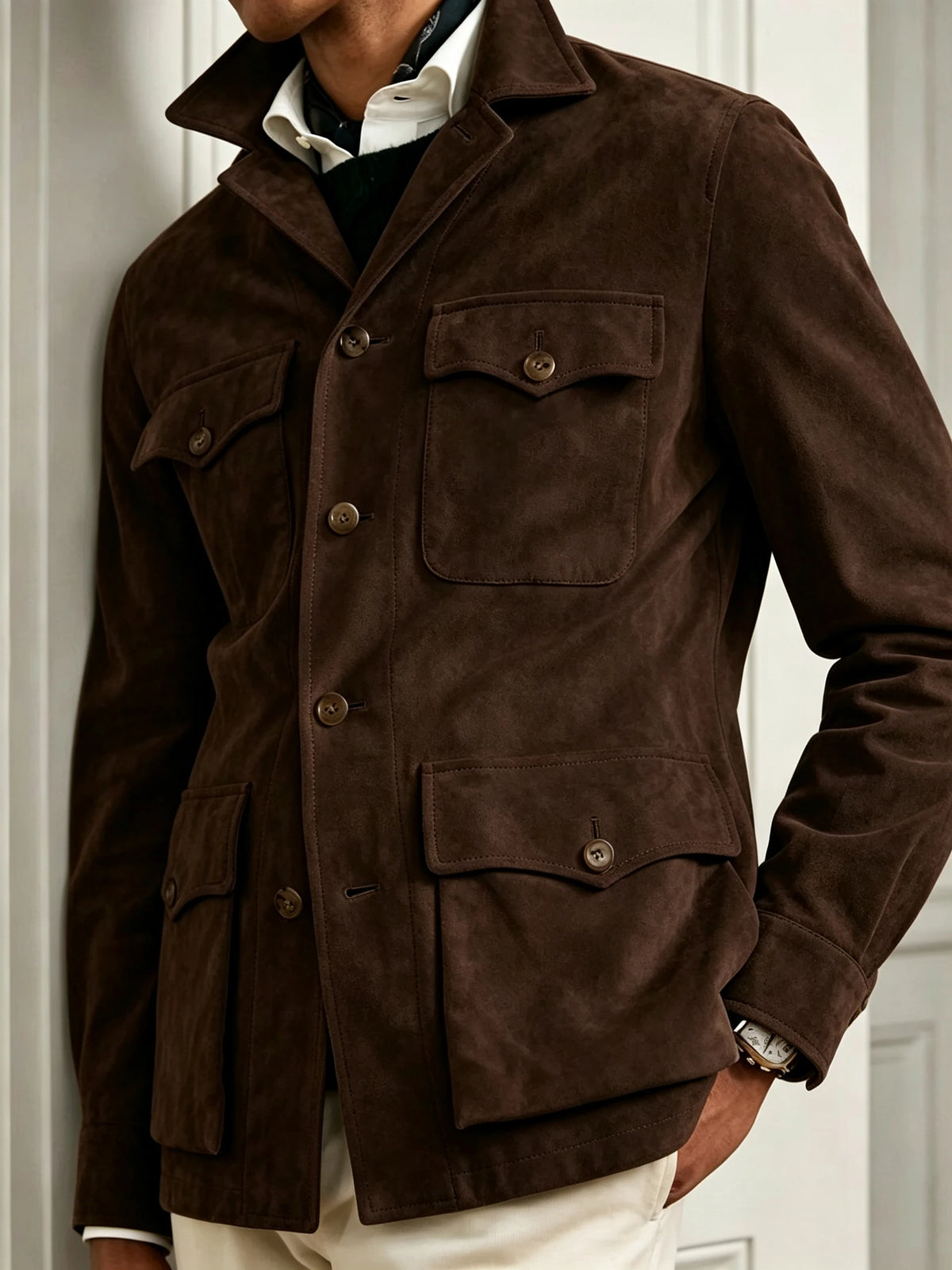 Veste safari homme en imitation daim – CLEVI Paris