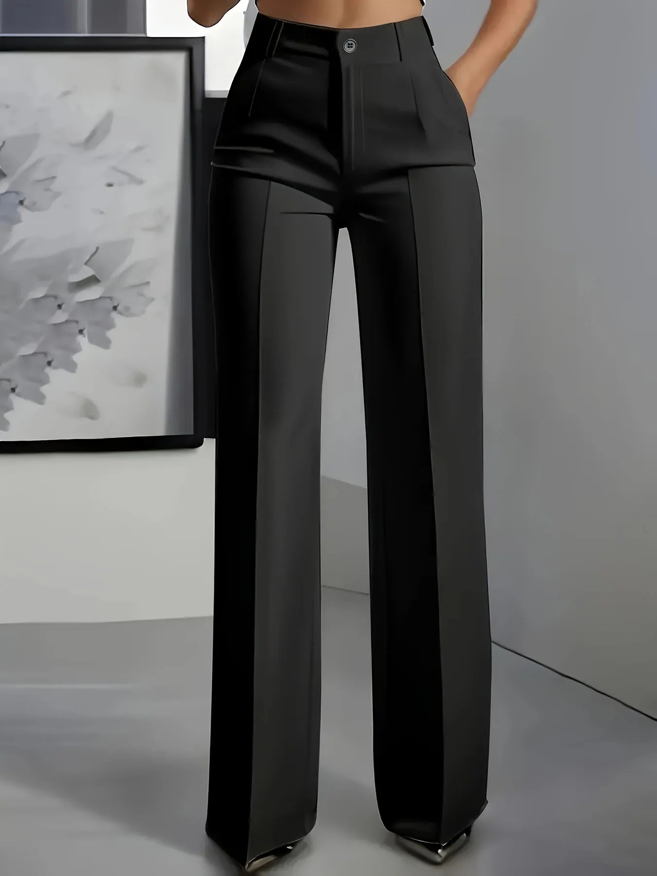 Pantalon Tailleur Femme Taille Haute Drapé Coupe Droite – Style Bureau | Bordeaux, Noir, Blanc | S-XXXL