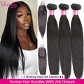 Bundles Cheveux Humains Straight + Closure HD Lace 2x6 Remy Hair Brésiliens 12A – CLEVI Paris