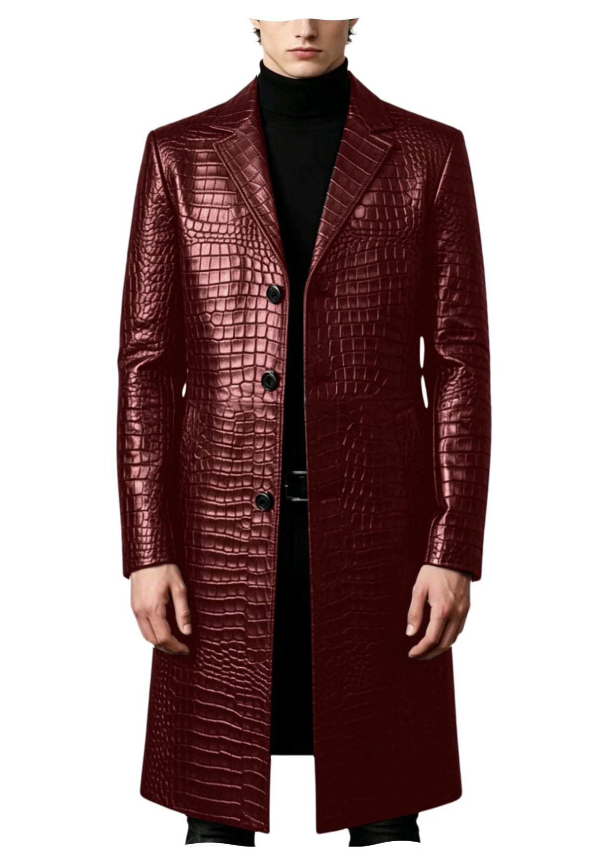 Manteau homme simili cuir motif crocodile – CLEVI Paris