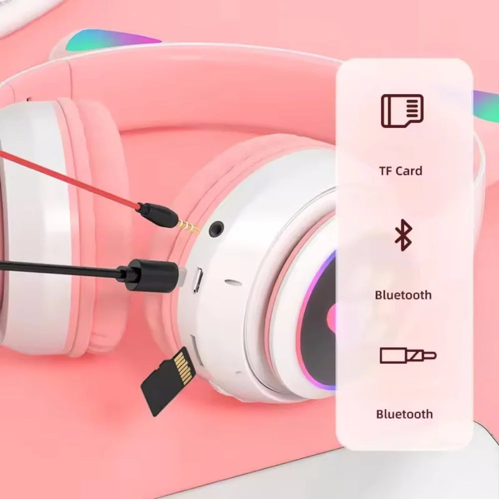 Casque Oreilles de Chat LED Bluetooth 5.0 Carte SD Enfant – CLEVI Paris