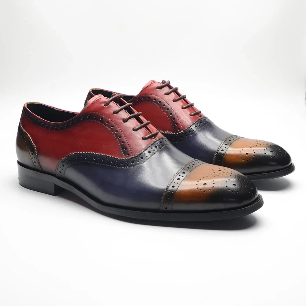 Oxford brogue homme en cuir et patchwork – CLEVI Paris