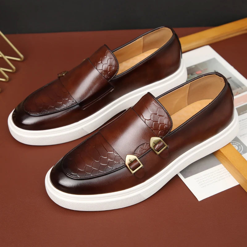 Loafers Homme Cuir Embossé Tassel Slip-On – CLEVI Paris