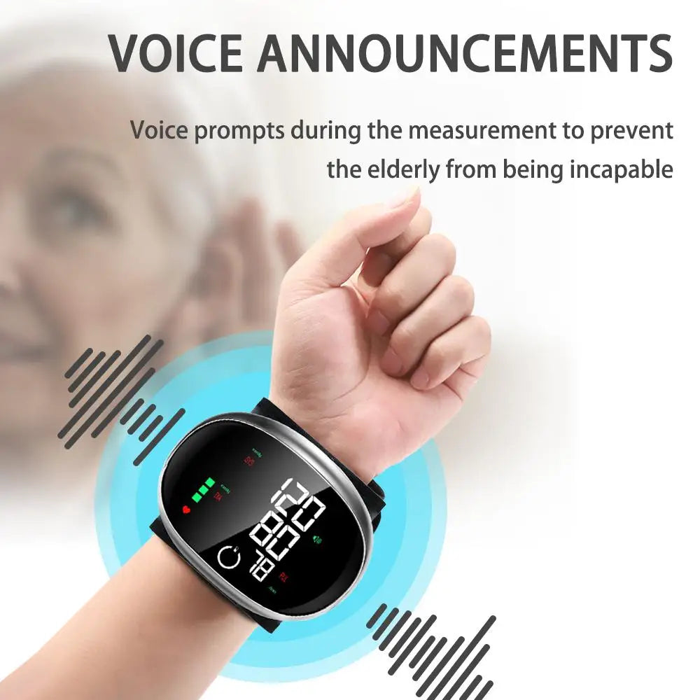 Tensiomètre Poignet Tactile Vocal Rechargeable Écran LCD Intelligent – CLEVI Paris