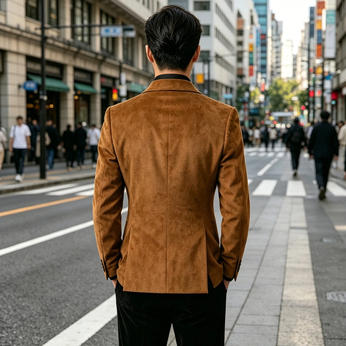 Blazer homme en suédine col châle – CLEVI Paris