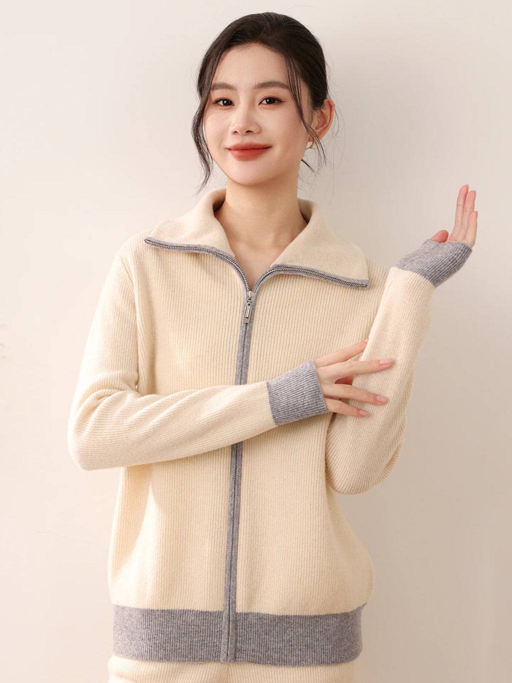 Ensemble femme mérinos cardigan et pantalon – CLEVI Paris
