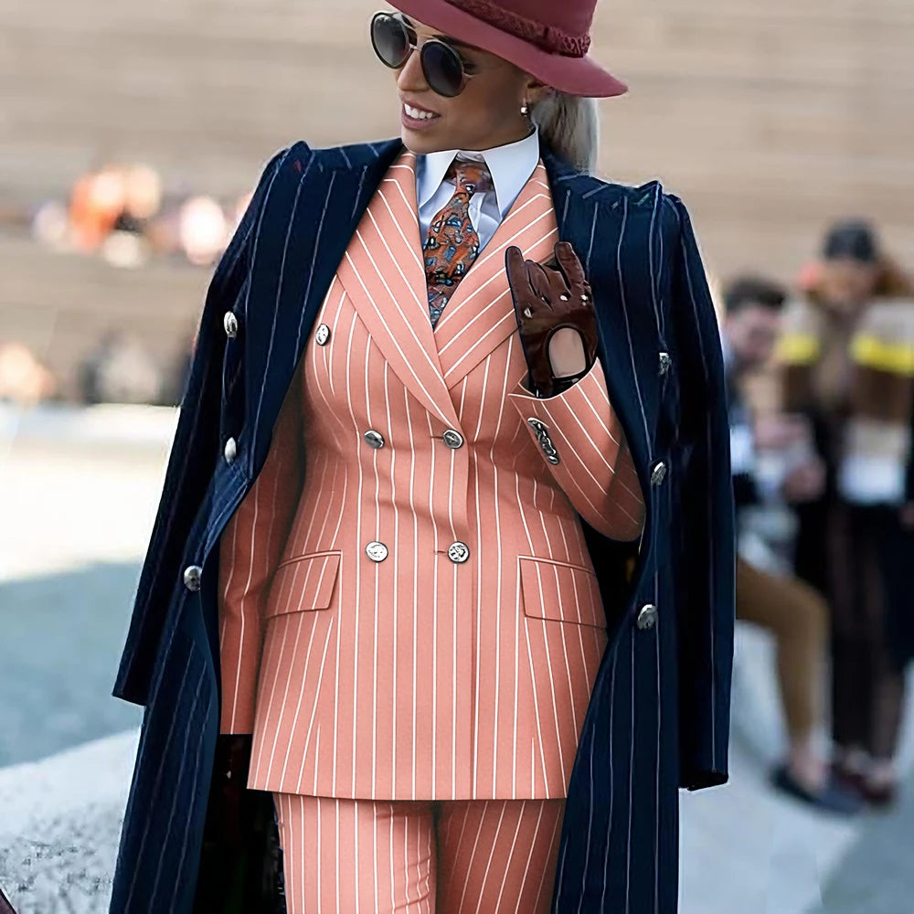 Tailleur 3 pièces femme rayé élégant – CLEVI Paris