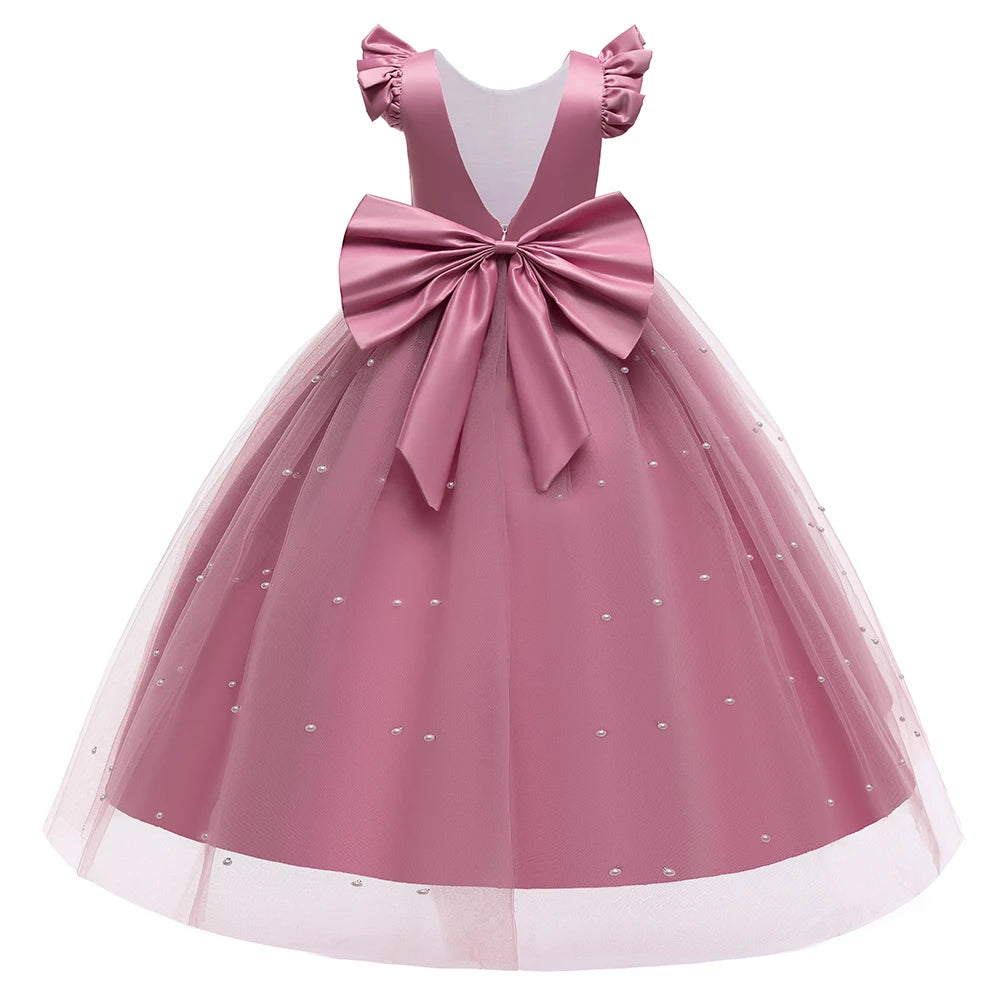 Robe cérémonie fille en tulle avec nœud – CLEVI Paris