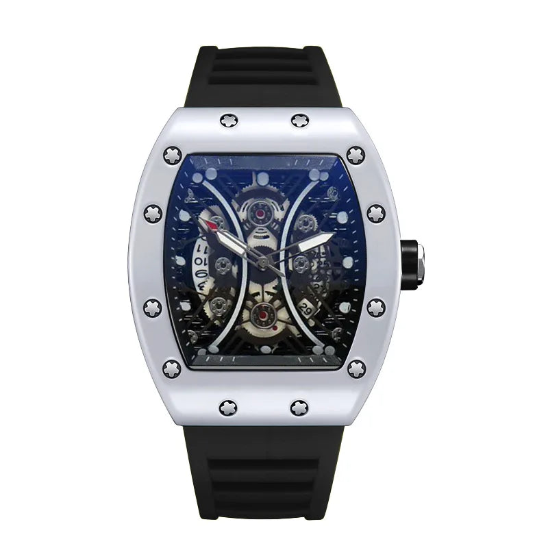 Montre Homme Quartz Tonneau L146 Silicone Aiguilles Lumineuses Fashion Casual – CLEVI Paris