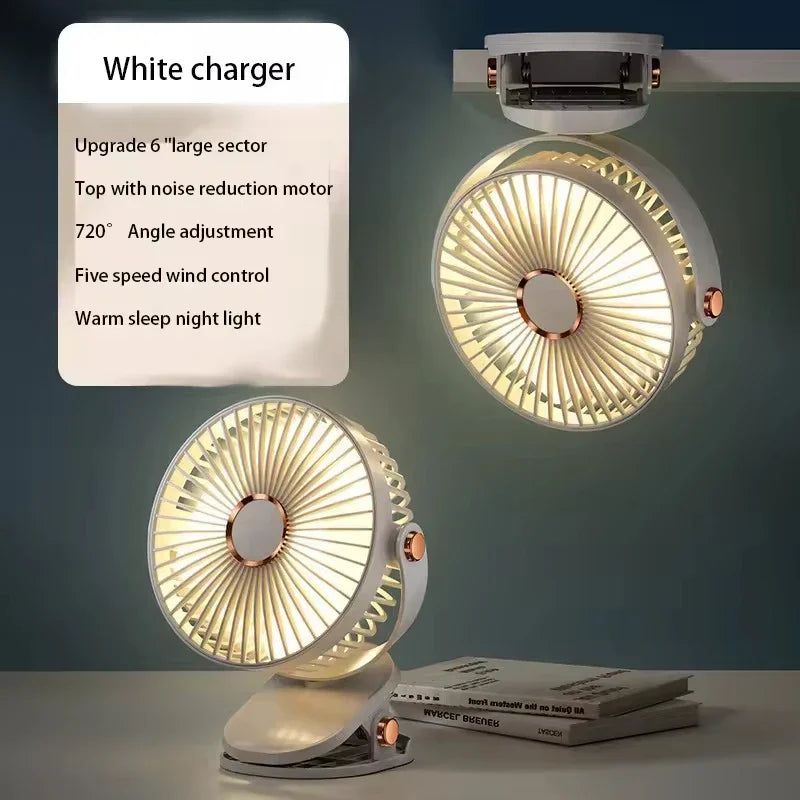 Ventilateur à clipser rechargeable, veilleuse LED – CLEVI Paris