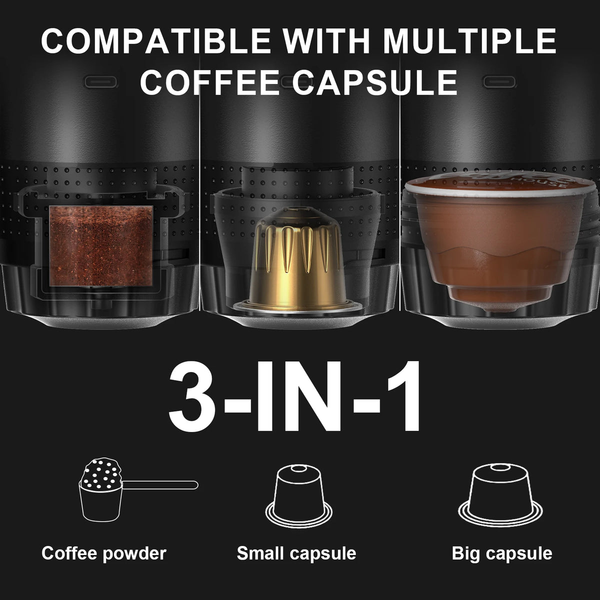 Machine expresso portable 3-en-1 sans fil, 20 bars – CLEVI Paris