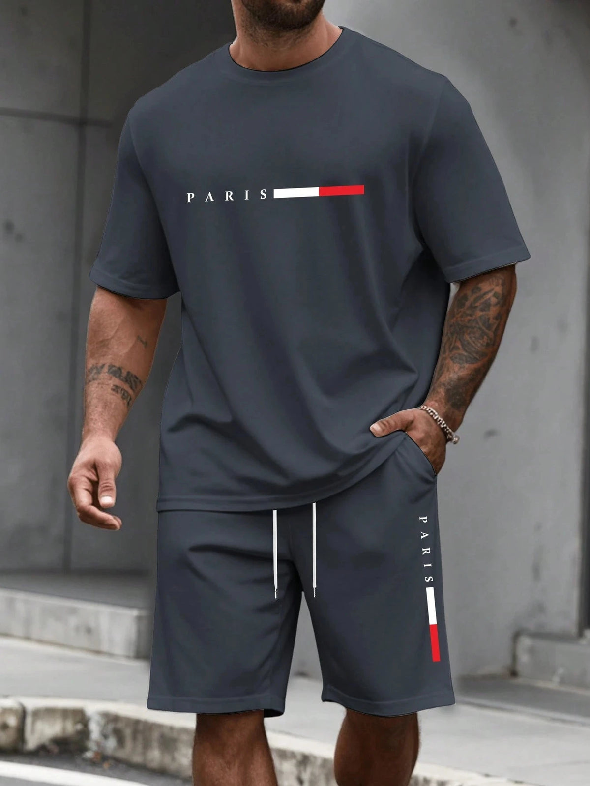 Ensemble Survêtement 2 Pièces Homme T-Shirt Col Rond Manches Courtes + Short Casual Sport – CLEVI Paris