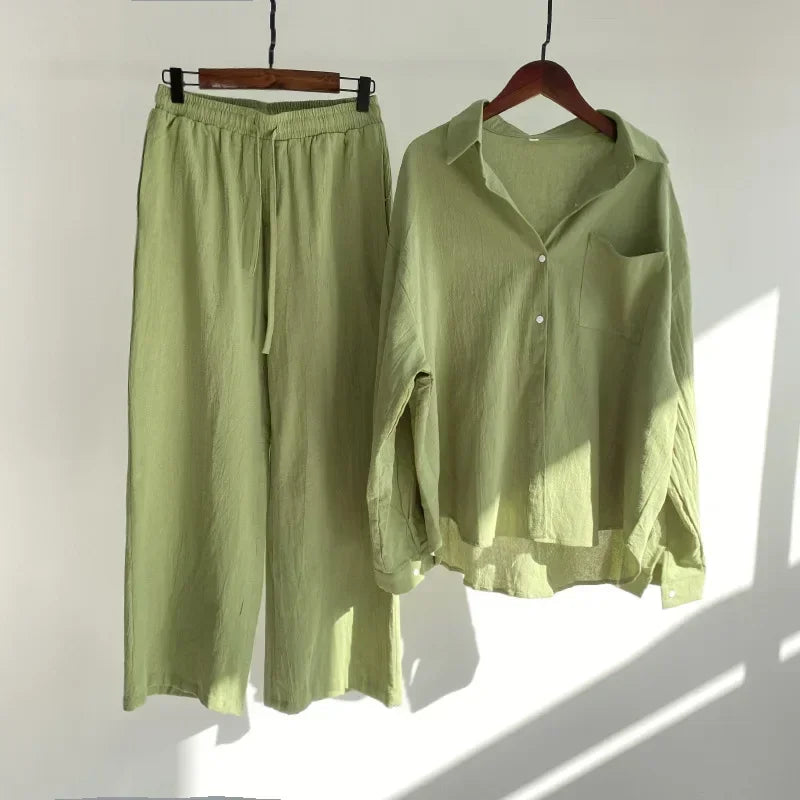 Ensemble 2 pièces femme en coton et lin – CLEVI Paris