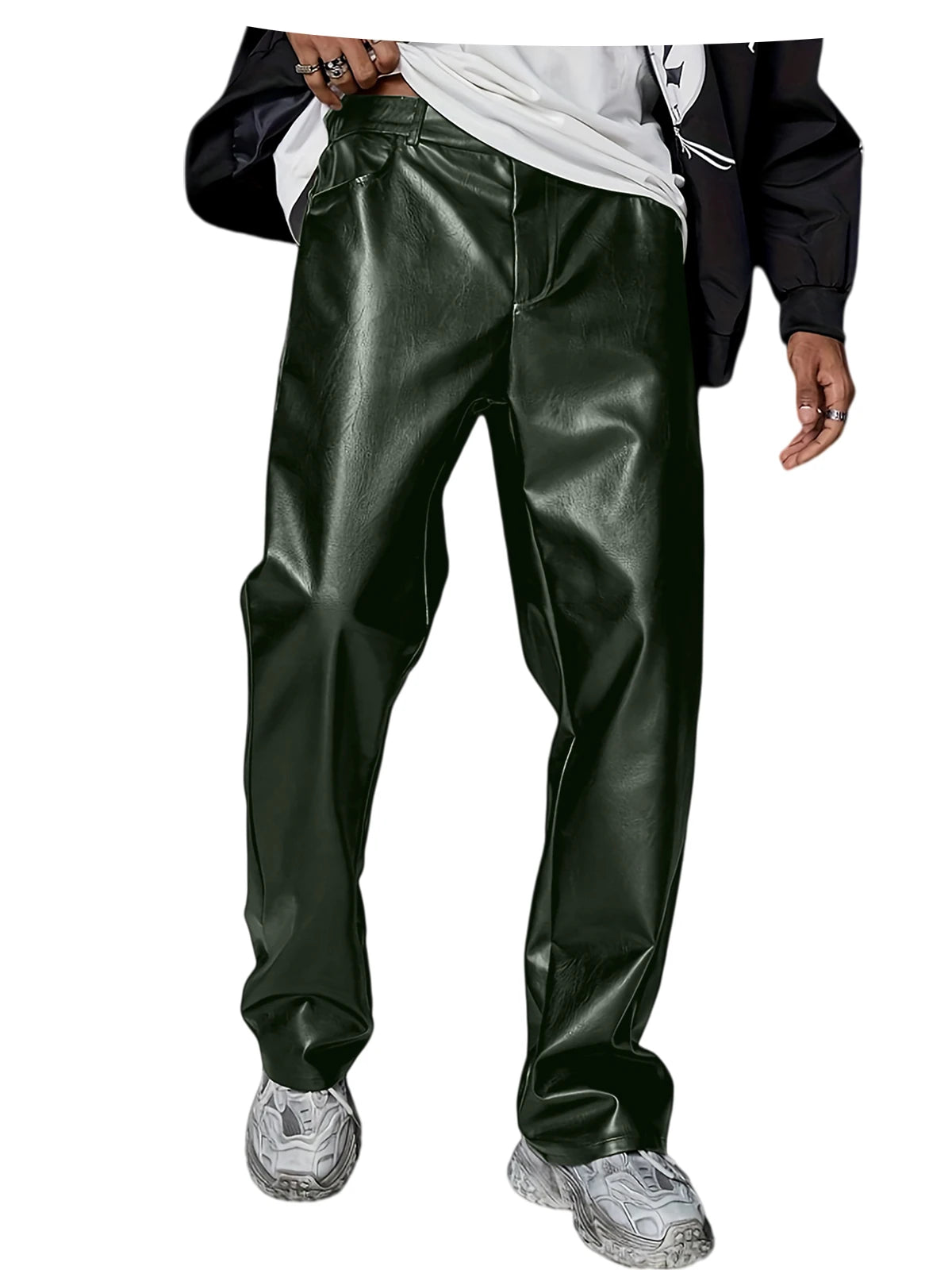 Pantalon homme en similicuir, coupe droite – CLEVI Paris